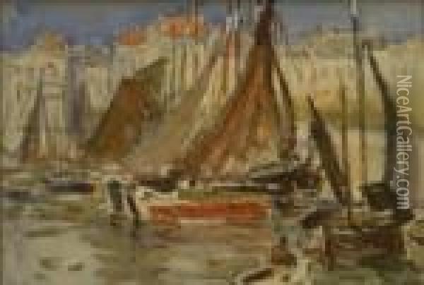 Fishing Boats Whitby Oil Painting - Frederick Stuart Richardson