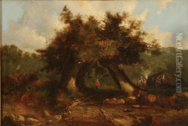 Landscape With Figures Beneath Trees Oil Painting - John Crome
