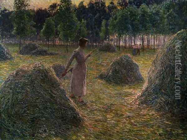 The Gleaners, mid 1890s Oil Painting - Emile Claus