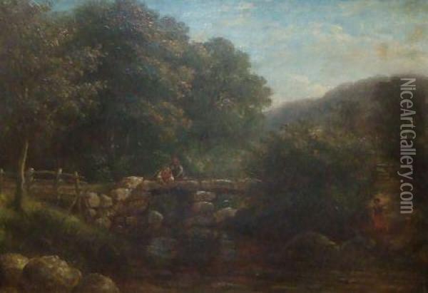 Foxworthy Bridge Lustleigh Cleave Oil Painting - Frederick Foot