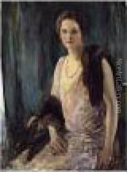 Portrait Of Mrs Frank Joseph Fahey Oil Painting - John Lavery