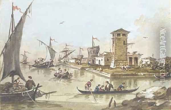 The port of Malamoco Oil Painting - Giacomo Guardi