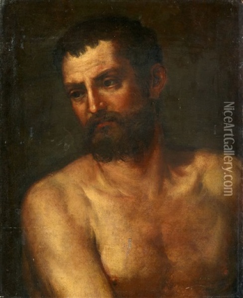 Halbakt Eines Mannes Oil Painting - Jean-Joseph Taillasson