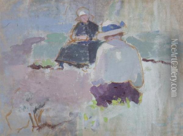 Seated Women In Hats Oil Painting - Francis Campbell Boileau Cadell