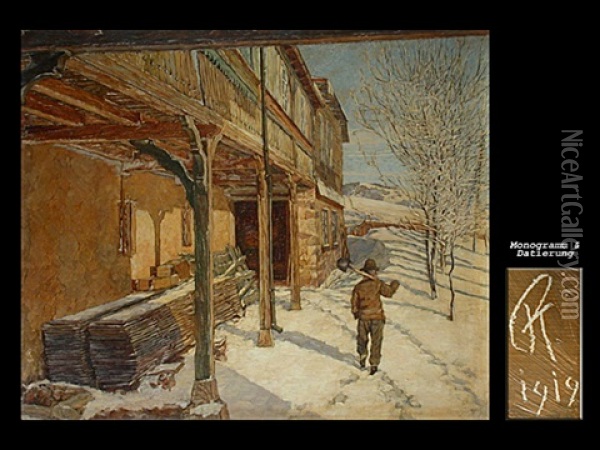 Bauernhof Im Schnee Oil Painting - Paul Tanner