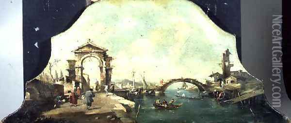Capriccio Venetian Harbour View 2 Oil Painting - Francesco Guardi
