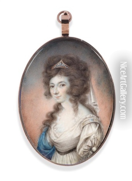Miniature Portrait Of Sarah Lyle Oil Painting - William Singleton