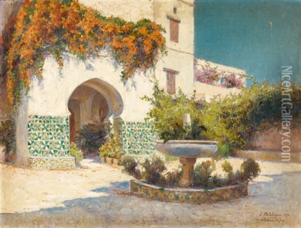Chateau D'hydra Oil Painting - Eugene Jules Delahogue