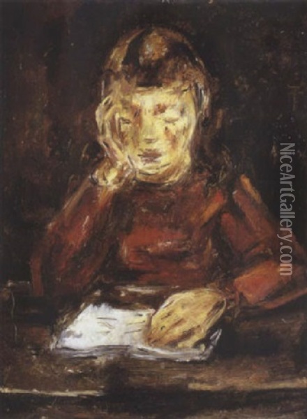Jeune Fille Lisant Oil Painting - Maria Blanchard