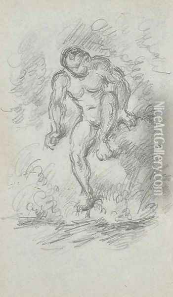 Baigneur descendant dans l'eau Oil Painting - Paul Cezanne