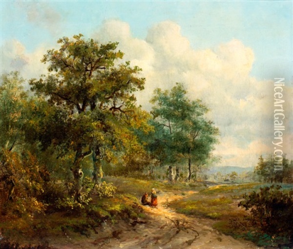 Landweg Aan De Bosrand Oil Painting - Marinus Adrianus Koekkoek