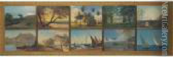 Ten Views: A Set Of Paintings Oil Painting - Albert Bierstadt