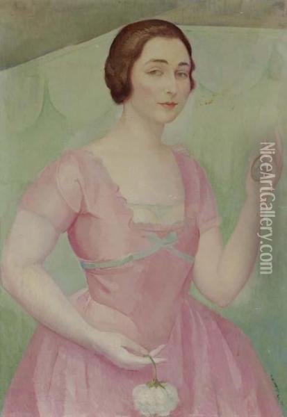 Portrait De Miss Davis Oil Painting - Angel Zarraga Arguelles