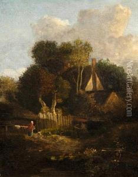 Landscape With Cottage Oil Painting - John Berney Crome