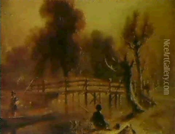 Near Chertsey, Surrey Oil Painting - William Daniell
