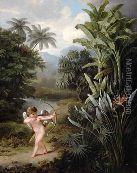 Cupid inspiring the Plants with Love, painted for Robert Thorntons Book New Illustration of the Sexual System of Linnaeus, c.1797 Oil Painting - Philip Reinagle