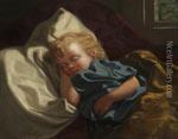 Sleeping Angel Oil Painting - John George Brown