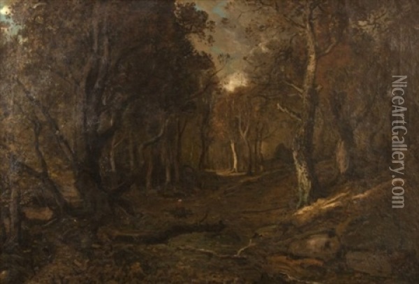 Autumn, Evening, Forest Of Fontainebleau Oil Painting - C. Harry Allis