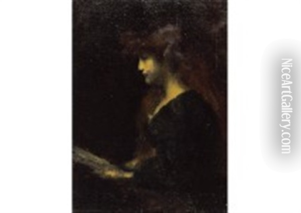 Reading Oil Painting - Jean Jacques Henner