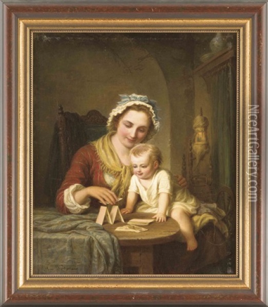 Mutter Mit Kind Oil Painting - Johann Hermann Kretzschmer