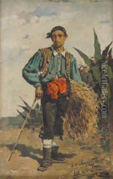 Campesino Con Haz De Heno Oil Painting - Vicente Nicolau Cotanda
