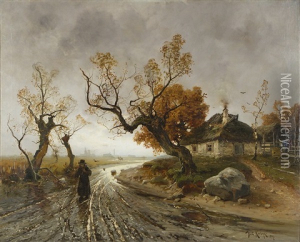 Autumn Landscape Oil Painting - Yuliy Yulevich (Julius) Klever
