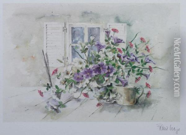 Blumen Vor Dem Fenster Oil Painting - Franz Hein
