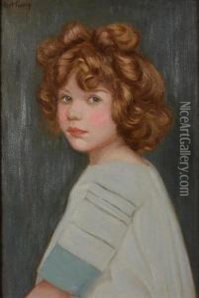 Portrait Of A Young Girl (believed To Be Theartist's Daughter) Oil Painting - Elliot Bouton Torrey