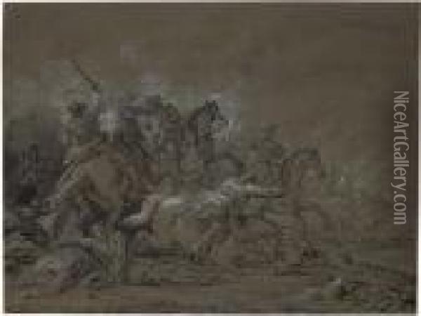 A Cavalry Skirmish Oil Painting - Francesco Giuseppe Casanova