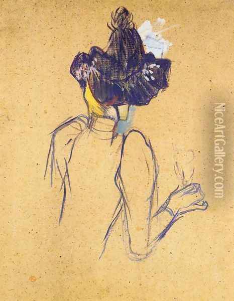 Jane Avril Seen from the Back Oil Painting - Henri De Toulouse-Lautrec