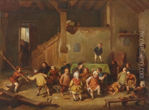 Tobende Kinder Im Klassenzimmer Oil Painting - Charles (Karel Ferdinand) Venneman