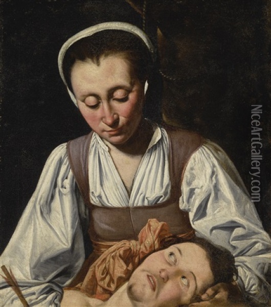 Saint Irene Cradling The Head Of Saint Sebastian Oil Painting - Paul La Tarte