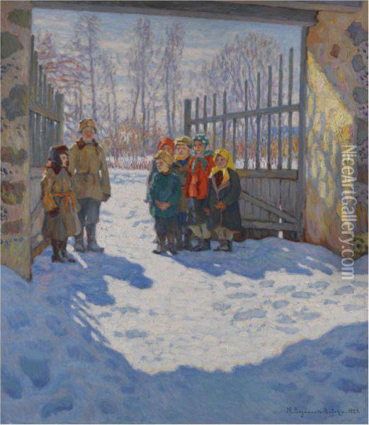 March Sunshine Oil Painting - Nikolai Petrovich Bogdanov-Belsky