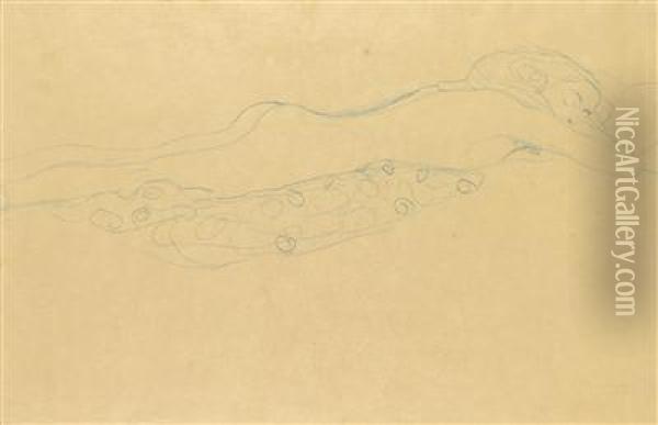 Water Serpent Oil Painting - Gustav Klimt