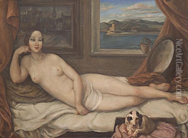 Nudo Di Donna Distesa In Interno Oil Painting - Hector Nava