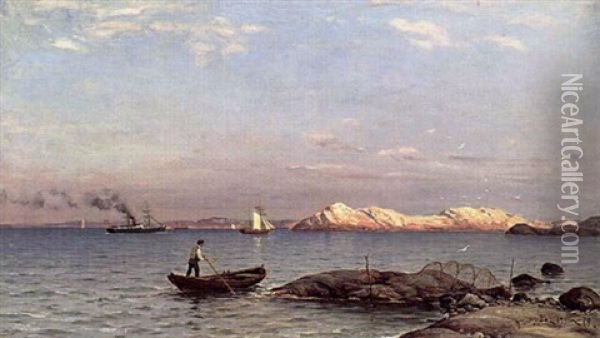 Solnedgang I Sommarkvallen Oil Painting - Berndt Adolf Lindholm