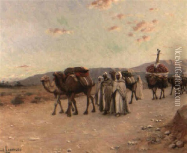 Desert Caravan Oil Painting - Paul Jean Baptiste Lazerges