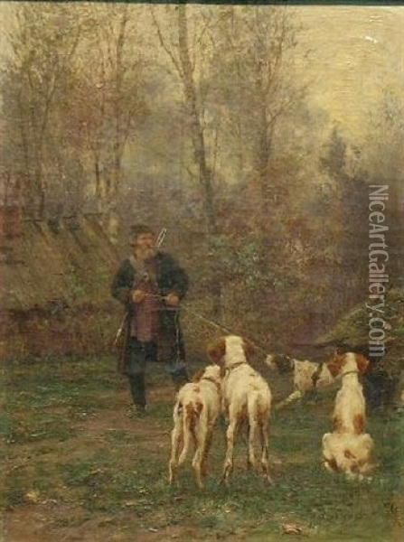 Unruley Dog Oil Painting - Ivan Pavlovich Pokhitonov