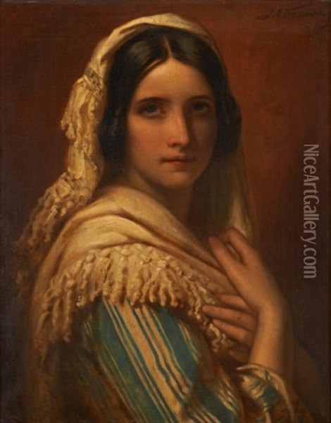 Jeune Femme De Profil Oil Painting - Jan Adam Janszoon Kruseman