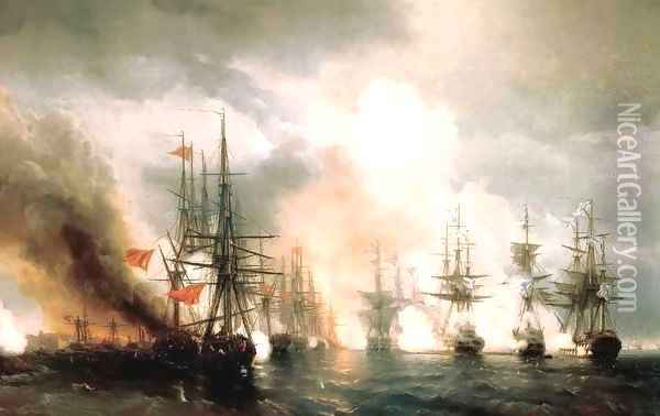 Battle near Sinop Oil Painting - Ivan Konstantinovich Aivazovsky