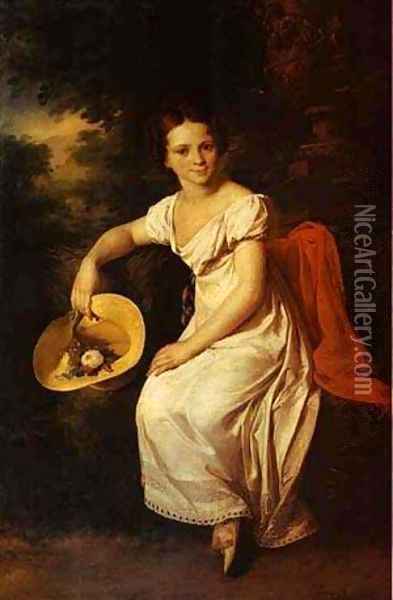 Portrait Of The Dancer Ts Karpakova 1818 Oil Painting - Vasili Andreevich Tropinin