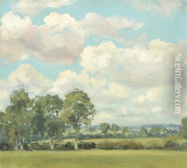 Dedham Water Meadows Oil Painting - Lionel Bicknell Constable
