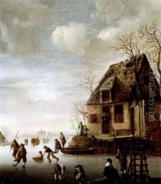 Paysage D'hiver Aux Environs De Haarlem Oil Painting - Cornelis Beelt