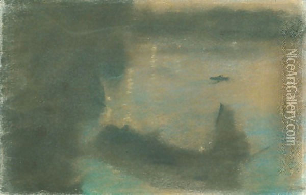 Mysterious Barges II Oil Painting - Arthur Bowen Davies