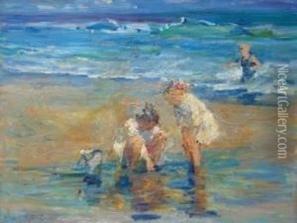 Enfants Sur La Plage Oil Painting - William Samuel Horton