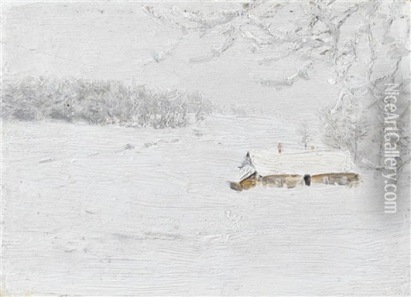 Winter Landscape In Minsk Oil Painting - Ivan Pavlovich Pokhitonov