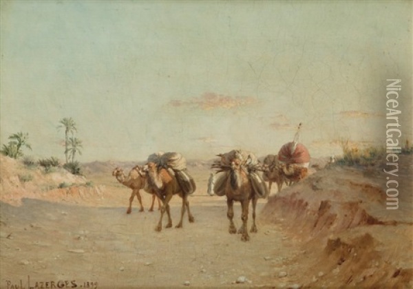 Caravane Dans Le Desert Oil Painting - Paul Jean Baptiste Lazerges