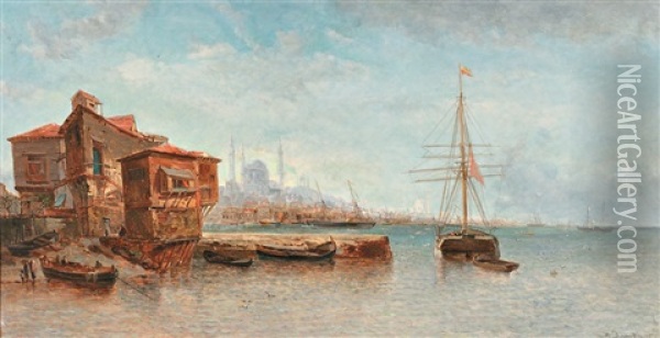 Vue D'istanbul Oil Painting - Jean Baptiste Henri Durand-Brager