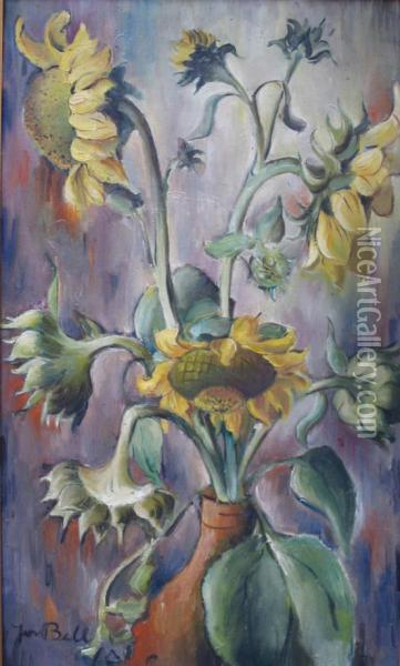 Sonnenblumen. Signiert U. Links Oil Painting - Joseph Bell