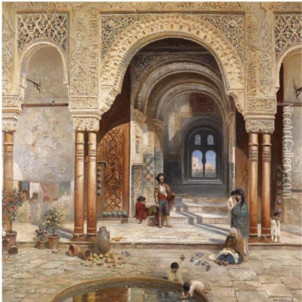 The Courtyard Oil Painting - Frans Wilhelm Odelmark
